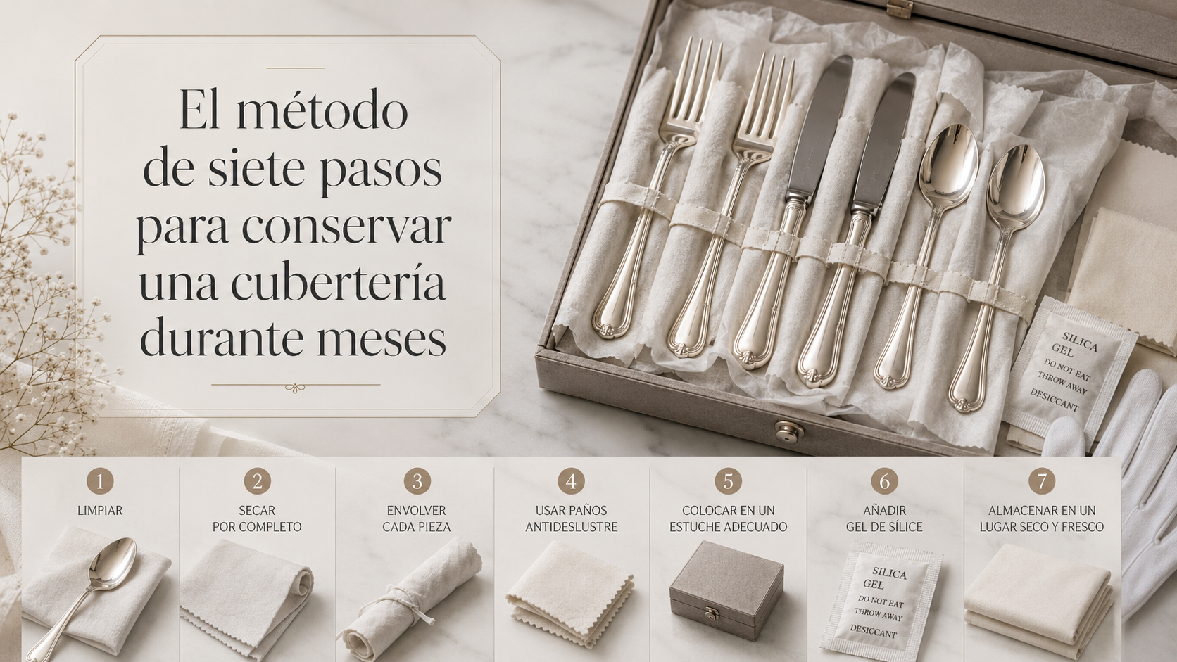 El método de siete pasos para conservar una cubertería durante meses